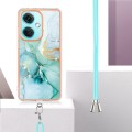 For OnePlus Nord CE3 Electroplating Marble Dual-side IMD Phone Case with Lanyard(Green 003)
