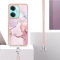 For OnePlus Nord CE3 Electroplating Marble Dual-side IMD Phone Case with Lanyard(Rose Gold 005)