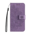 For vivo Y03 4G 7-petal Flowers Embossing Leather Phone Case(Light Purple)