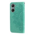For vivo Y03 4G 7-petal Flowers Embossing Leather Phone Case(Green)