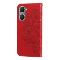 For vivo Y03 4G 7-petal Flowers Embossing Leather Phone Case(Red)