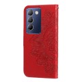 For vivo Y100 IDN / Y200e 5G Global 7-petal Flowers Embossing Leather Phone Case(Red)