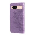 For Google Pixel 8a 7-petal Flowers Embossing Leather Phone Case(Light Purple)