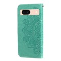 For Google Pixel 8a 7-petal Flowers Embossing Leather Phone Case(Green)