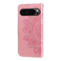 For Google Pixel 9 Pro 7-petal Flowers Embossing Leather Phone Case(Rose Gold)