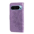 For Google Pixel 9 7-petal Flowers Embossing Leather Phone Case(Light Purple)