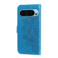 For Google Pixel 9 7-petal Flowers Embossing Leather Phone Case(Blue)