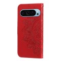 For Google Pixel 9 7-petal Flowers Embossing Leather Phone Case(Red)