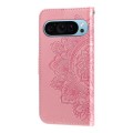 For Google Pixel 9 7-petal Flowers Embossing Leather Phone Case(Rose Gold)