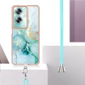 For OPPO A79 5G Global Electroplating Marble Dual-side IMD Phone Case with Lanyard(Green 003)