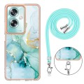 For OPPO A79 5G Global Electroplating Marble Dual-side IMD Phone Case with Lanyard(Green 003)