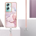 For OPPO A79 5G Global Electroplating Marble Dual-side IMD Phone Case with Lanyard(Rose Gold 005)