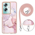 For OPPO A79 5G Global Electroplating Marble Dual-side IMD Phone Case with Lanyard(Rose Gold 005)