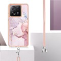 For Xiaomi 13T/13T Pro Electroplating Marble Dual-side IMD Phone Case with Lanyard(Rose Gold 005)