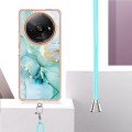 For Xiaomi Redmi A3 Electroplating Marble Dual-side IMD Phone Case with Lanyard(Green 003)