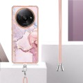 For Xiaomi Redmi A3 Electroplating Marble Dual-side IMD Phone Case with Lanyard(Rose Gold 005)
