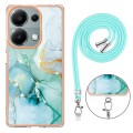 For Xiaomi Redmi Note 13 Pro 4G Global Electroplating Marble Dual-side IMD Phone Case with Lanyard(G