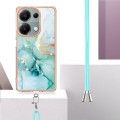 For Xiaomi Poco M6 Pro 4G Electroplating Marble Dual-side IMD Phone Case with Lanyard(Green 003)
