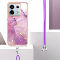 For Xiaomi Redmi Note 13 Pro 5G Global Electroplating Marble Dual-side IMD Phone Case with Lanyard(P