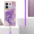 For Xiaomi Redmi Note 13 Pro 5G Global Electroplating Marble Dual-side IMD Phone Case with Lanyard(P