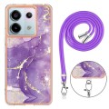 For Xiaomi Redmi Note 13 Pro 5G Global Electroplating Marble Dual-side IMD Phone Case with Lanyard(P