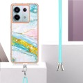 For Xiaomi Redmi Note 13 Pro 5G Global Electroplating Marble Dual-side IMD Phone Case with Lanyard(G