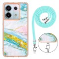 For Xiaomi Redmi Note 13 Pro 5G Global Electroplating Marble Dual-side IMD Phone Case with Lanyard(G