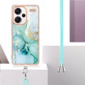 For Xiaomi Redmi Note 13 Pro+ 5G Electroplating Marble Dual-side IMD Phone Case with Lanyard(Green 0