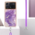 For Xiaomi Redmi K70E Electroplating Marble Dual-side IMD Phone Case with Lanyard(Purple 002)