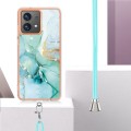 For Motorola Moto G84 Electroplating Marble Dual-side IMD Phone Case with Lanyard(Green 003)
