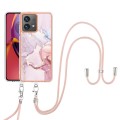 For Motorola Moto G84 Electroplating Marble Dual-side IMD Phone Case with Lanyard(Rose Gold 005)