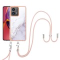 For Motorola Moto G84 Electroplating Marble Dual-side IMD Phone Case with Lanyard(White 006)