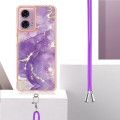 For Motorola Moto G04 4G / G24 4G Electroplating Marble Dual-side IMD Phone Case with Lanyard(Purple