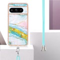 For Google Pixel 8 Pro Electroplating Marble Dual-side IMD Phone Case with Lanyard(Green 004)