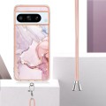 For Google Pixel 8 Pro Electroplating Marble Dual-side IMD Phone Case with Lanyard(Rose Gold 005)