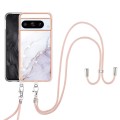 For Google Pixel 8 Pro Electroplating Marble Dual-side IMD Phone Case with Lanyard(White 006)