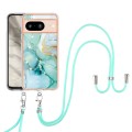 For Google Pixel 8 Electroplating Marble Dual-side IMD Phone Case with Lanyard(Green 003)