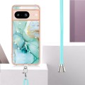 For Google Pixel 8 Electroplating Marble Dual-side IMD Phone Case with Lanyard(Green 003)