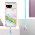 For Google Pixel 8 Electroplating Marble Dual-side IMD Phone Case with Lanyard(Green 004)