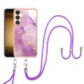 For Samsung Galaxy S24+ 5G Electroplating Marble Dual-side IMD Phone Case with Lanyard(Purple 001)
