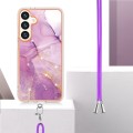 For Samsung Galaxy S24+ 5G Electroplating Marble Dual-side IMD Phone Case with Lanyard(Purple 001)