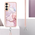 For Samsung Galaxy S24+ 5G Electroplating Marble Dual-side IMD Phone Case with Lanyard(Rose Gold 005