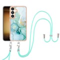 For Samsung Galaxy S24 5G Electroplating Marble Dual-side IMD Phone Case with Lanyard(Green 003)