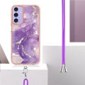 For Samsung Galaxy A15 5G Electroplating Marble Dual-side IMD Phone Case with Lanyard(Purple 002)