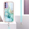 For Samsung Galaxy A15 5G Electroplating Marble Dual-side IMD Phone Case with Lanyard(Green 003)
