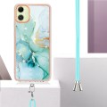 For Samsung Galaxy A05 Electroplating Marble Dual-side IMD Phone Case with Lanyard(Green 003)