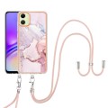 For Samsung Galaxy A05 Electroplating Marble Dual-side IMD Phone Case with Lanyard(Rose Gold 005)