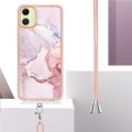 For Samsung Galaxy A05 Electroplating Marble Dual-side IMD Phone Case with Lanyard(Rose Gold 005)