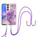 For Samsung Galaxy A05s Electroplating Marble Dual-side IMD Phone Case with Lanyard(Purple 002)