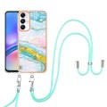 For Samsung Galaxy A05s Electroplating Marble Dual-side IMD Phone Case with Lanyard(Green 004)
